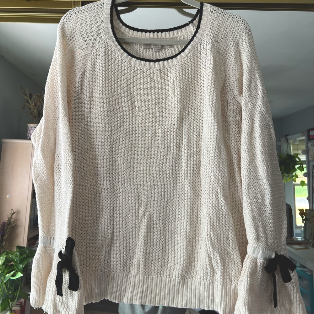 Women’s Loft sweater! Cream/off white with black trim